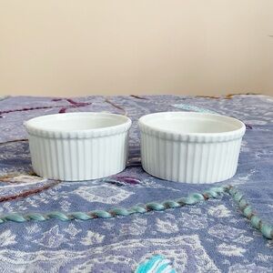 Apilco France White Porcelain Ramekins Set of 2, Soufflé Custard Baking Dishes